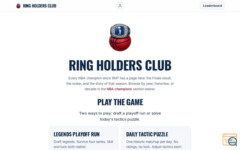 Screenshot of Ring Holders Club
