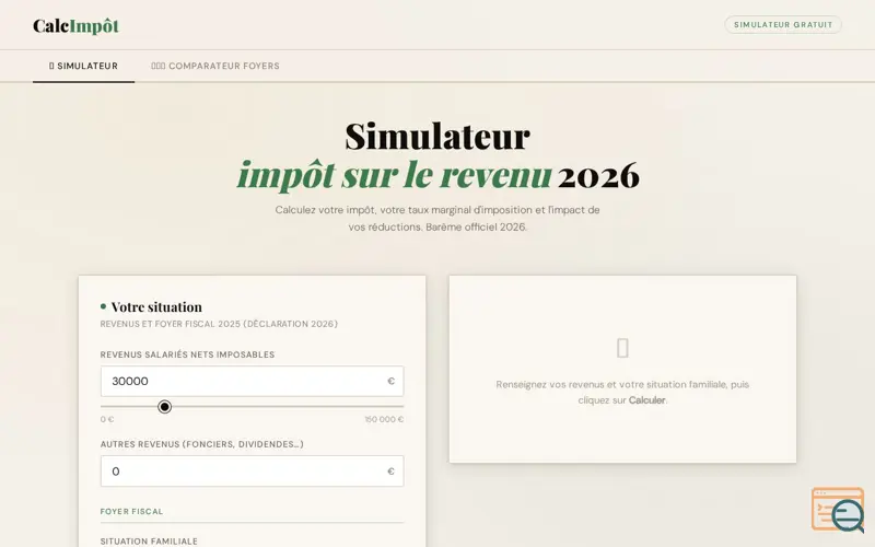 Screenshot of CalcImpôt