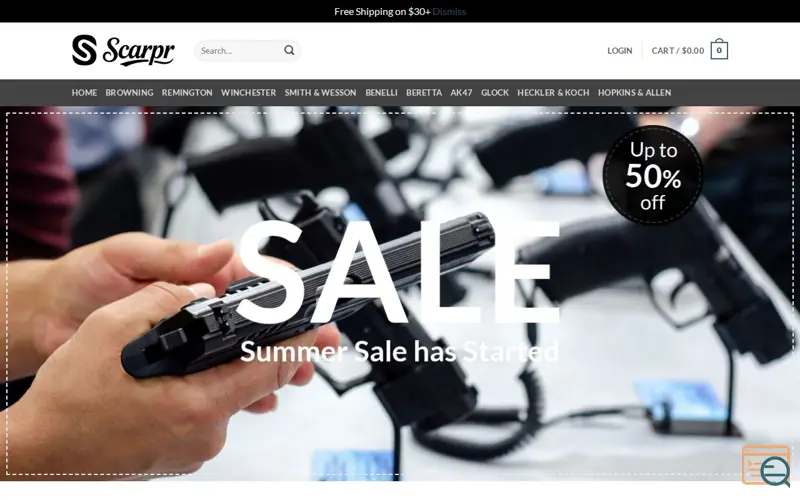 Screenshot of Cheap Second-hand gun parts shop