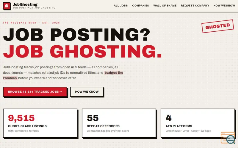 Screenshot of JobGhosting