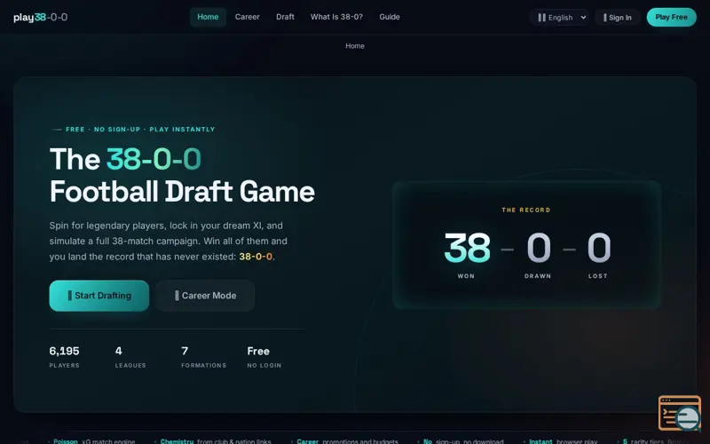 Screenshot of 38-0-0 | Football Draft Game — Build an All-Time XI, Play 38 Matchdays