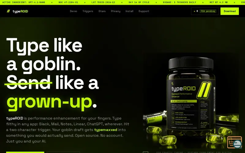 Screenshot of typeROID