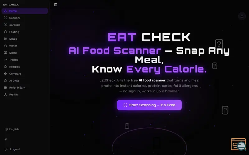 Screenshot of EAT CHECK AI