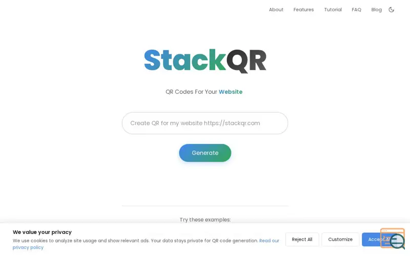 Screenshot of StackQR