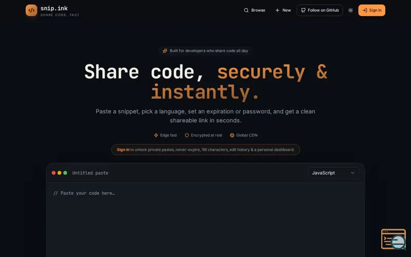 Screenshot of Snip.Ink