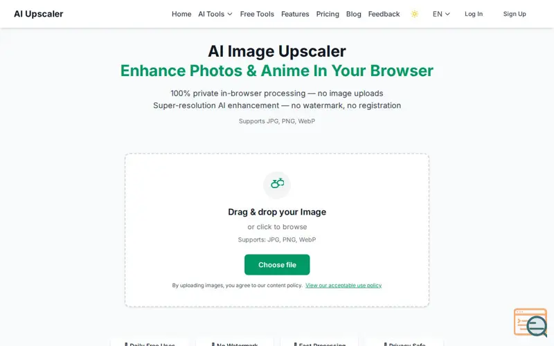 Screenshot of AI Image Upscaler