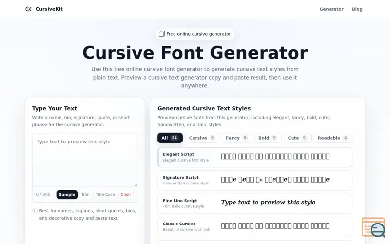 Screenshot of CursiveKit