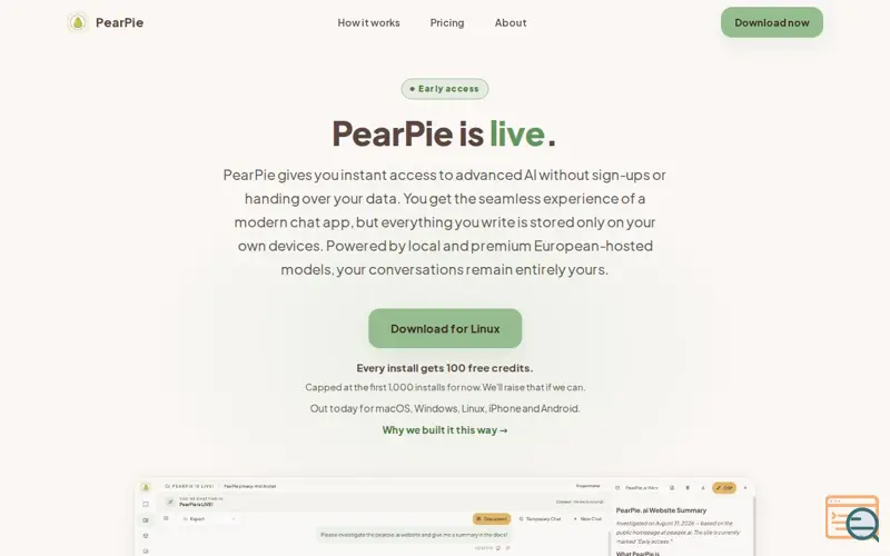 Screenshot of PearPie