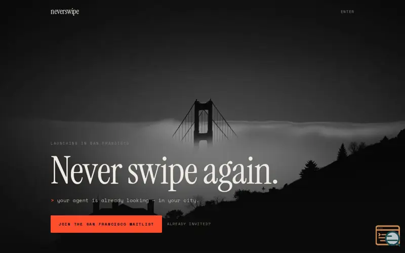 Screenshot of NeverSwipe, a launch using Cloudflare