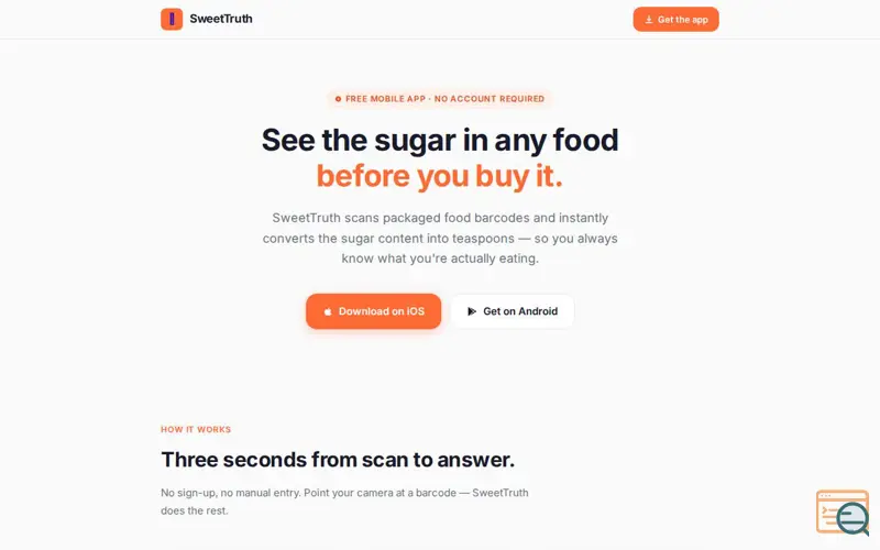 Screenshot of SweetTruth