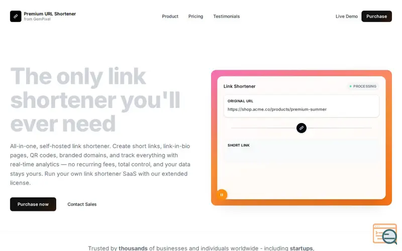 Screenshot of Premium URL Shortener