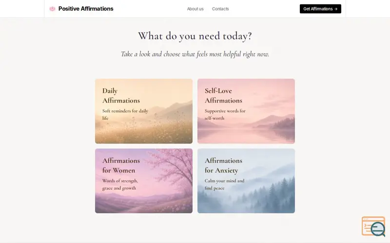 Screenshot of Positive Affirmations