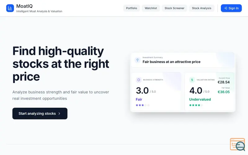 Screenshot of MoatIQ