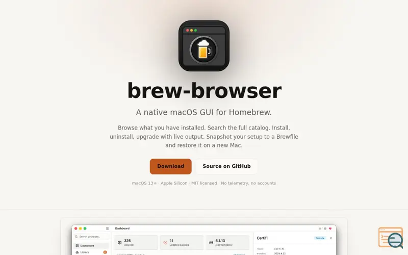 Screenshot of brew-browser