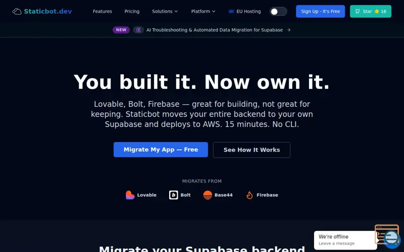 Screenshot of Staticbot.dev