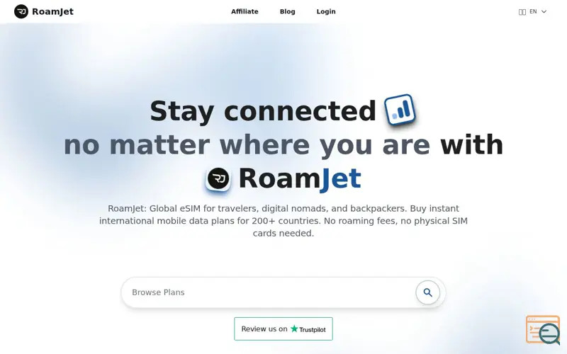 Screenshot of RoamJet