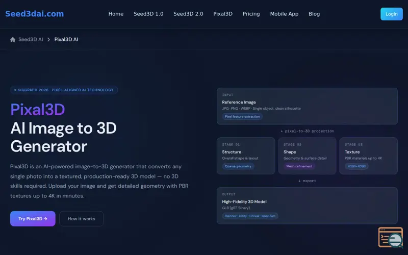 Screenshot of Pixal3d AI 