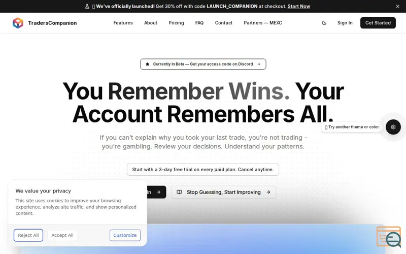 Screenshot of TradersCompanion