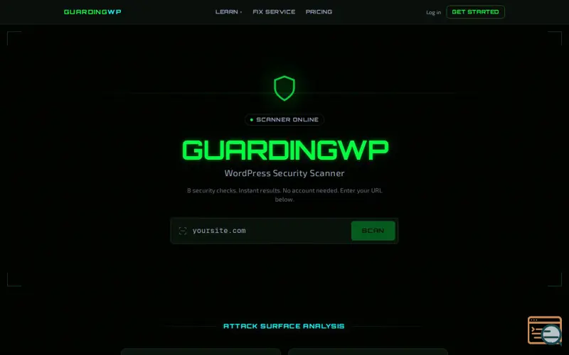 Screenshot of GuardingWP