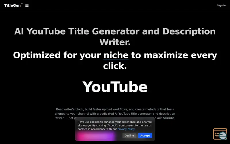 Screenshot of TitleGen®