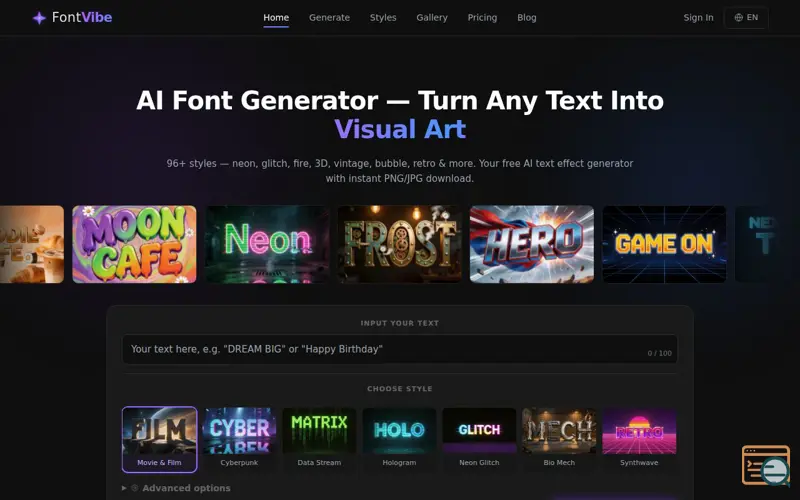 Screenshot of FontVibe
