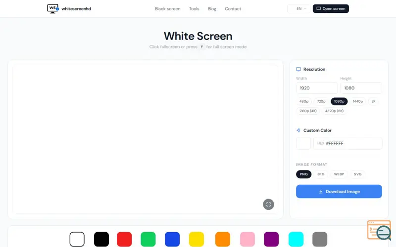 Screenshot of White Screen Full Screen