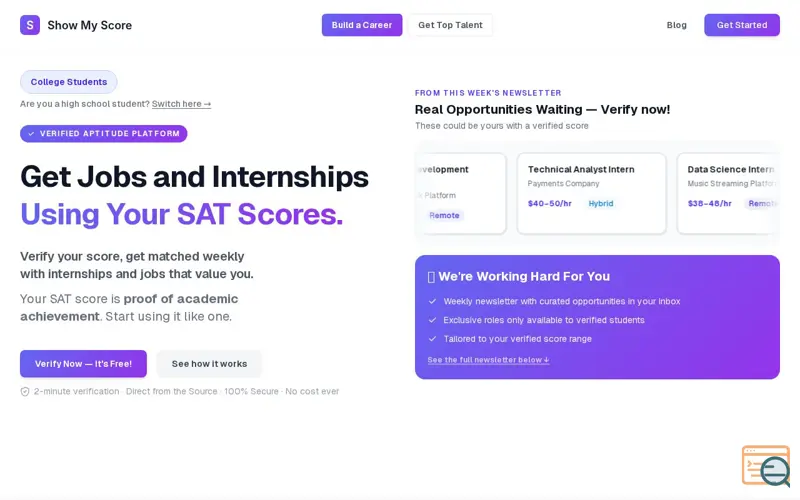 Screenshot of Showmyscore