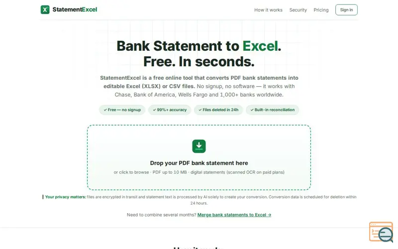 Screenshot of StatementExcel