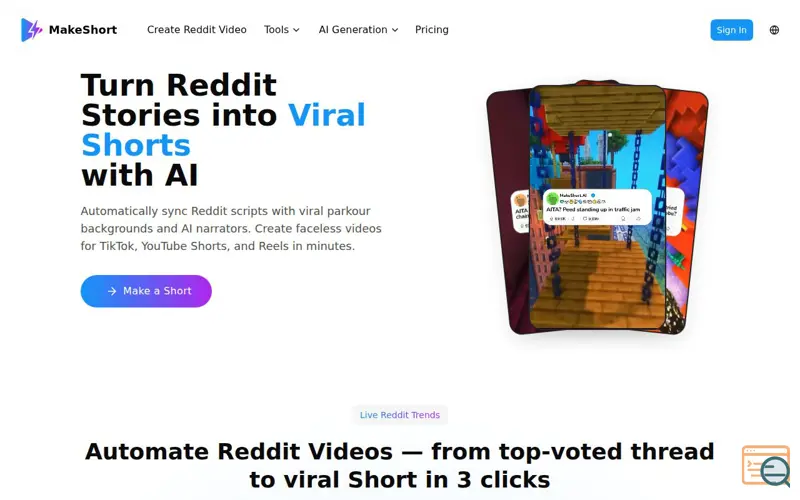 Screenshot of MakeShort