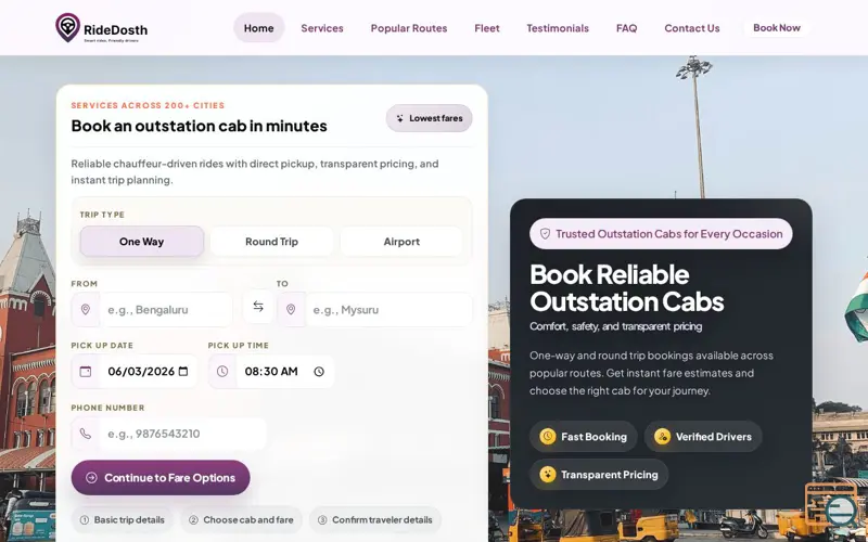 Screenshot of RideDosth, a launch using MilesWeb