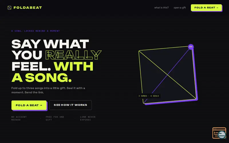 Screenshot of Foldabeat — say what you really feel. With a song.