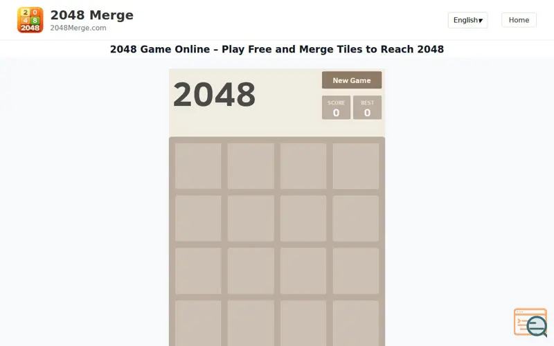 Screenshot of 2048 game - 2048merge.com