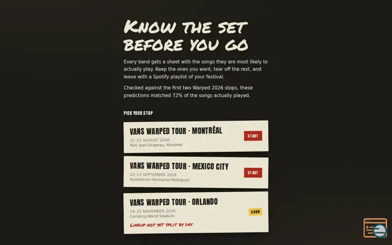 Screenshot of Presetlist