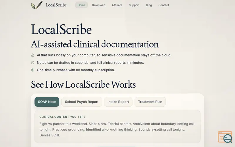 Screenshot of LocalScribe