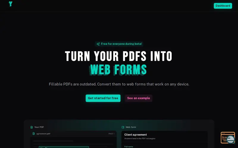 Screenshot of Yolvan - PDF to web form