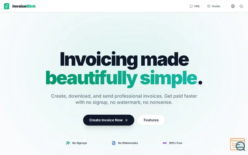 Screenshot of InvoiceBlink