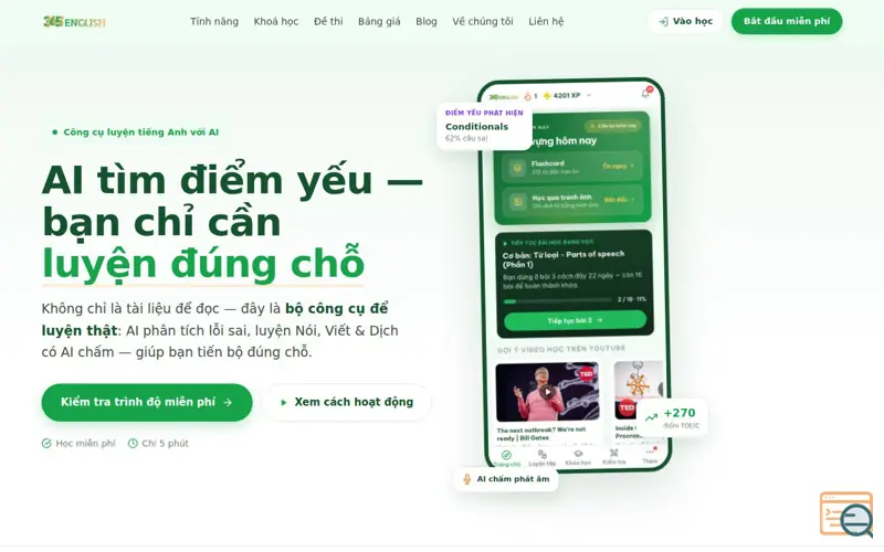 Screenshot of Tiếng Anh 365
