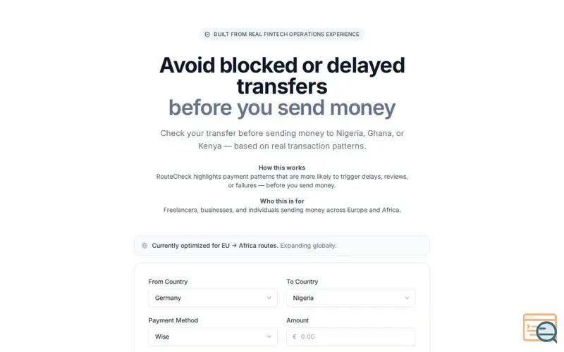 Screenshot of RouteCheck Payment Risk App