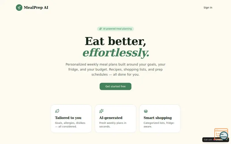 Screenshot of Meal Plan Genie