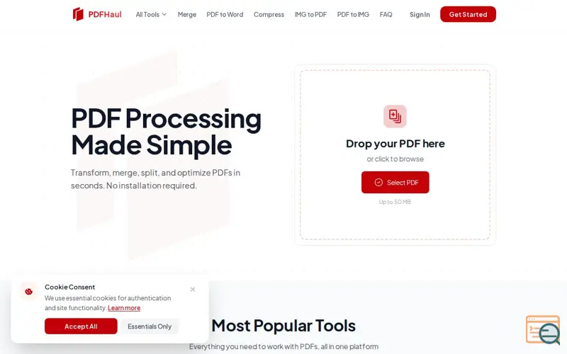 Screenshot of PDFHaul