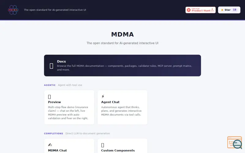 Screenshot of MDMA - GenUI for apps