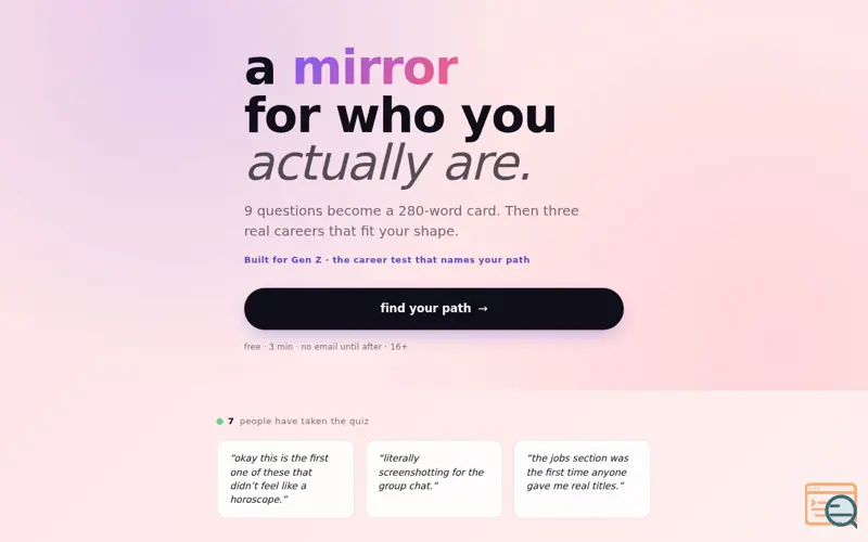 Screenshot of pathr — career mirror for gen z