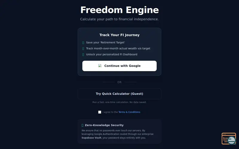 Screenshot of Financial Freedom Engine