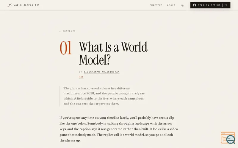 Screenshot of World Models 101