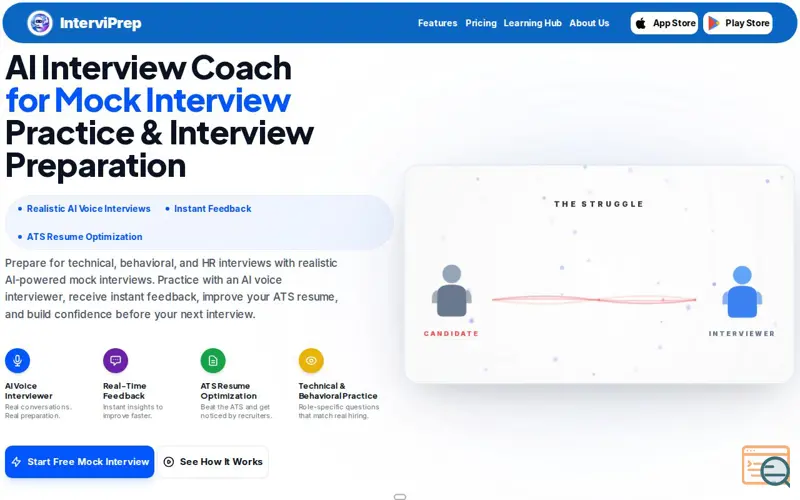 Screenshot of InterviPrep