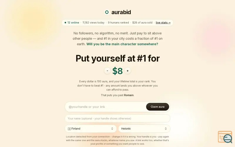 Screenshot of Aurabid