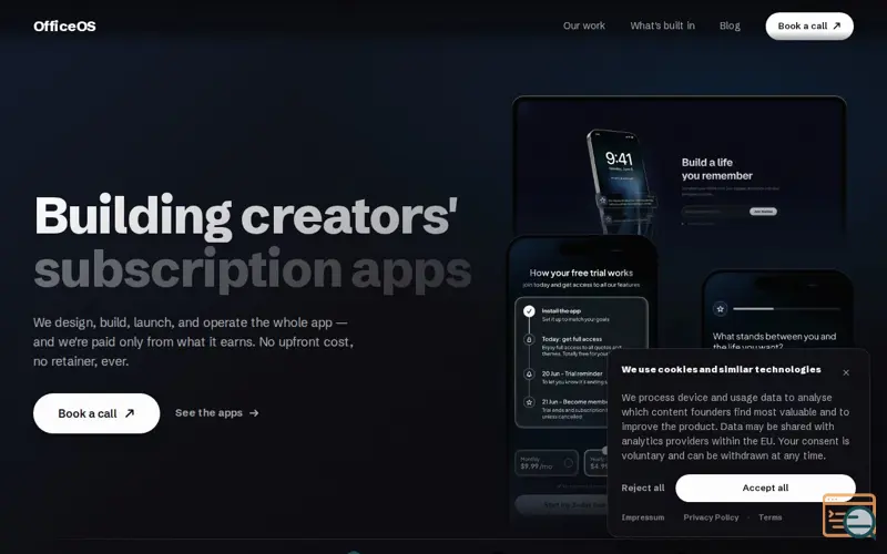 Screenshot of Officeos, a launch using Trustpilot