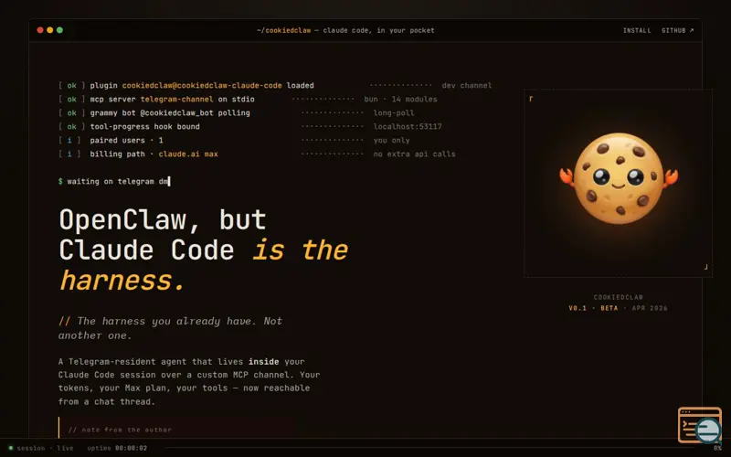 Screenshot of cookiedclaw