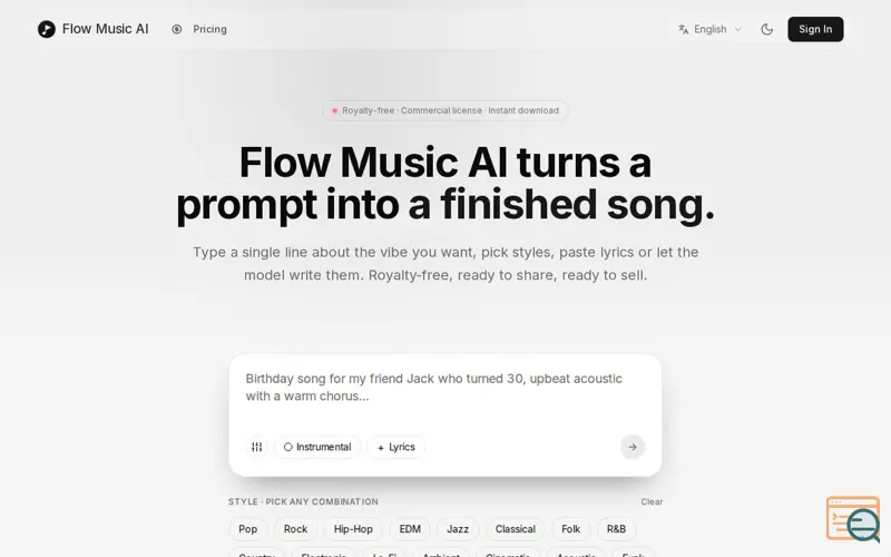 Screenshot of Flow Music AI