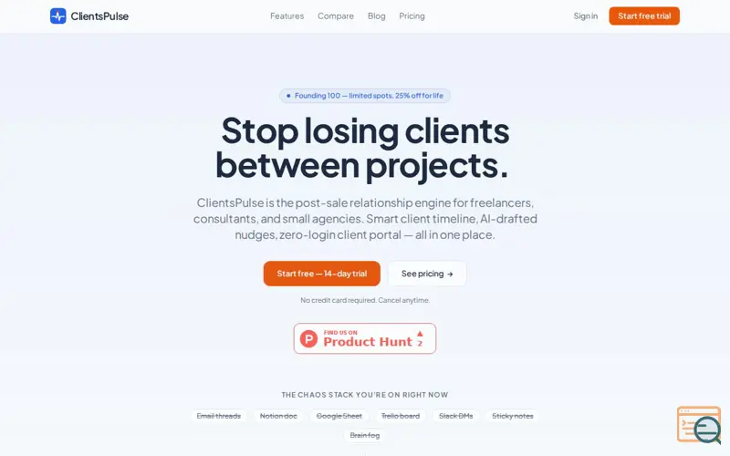 Screenshot of ClientsPulse